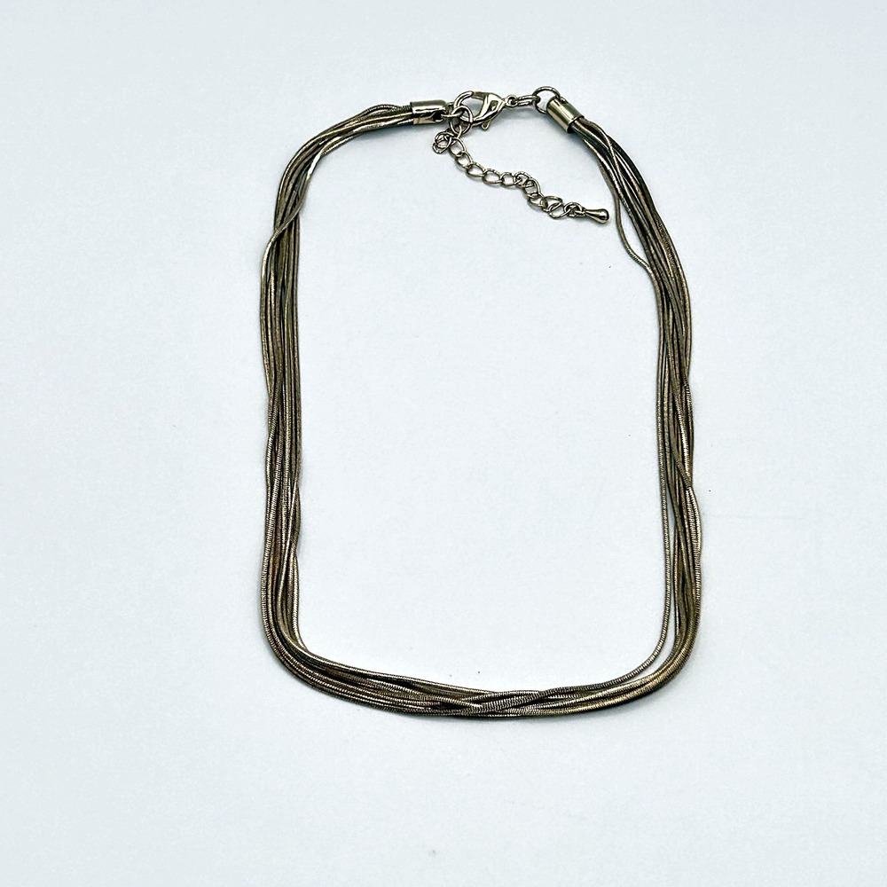 Multi Strand Snake Chain Necklace Gold Tone Layered Liquid Metal Jewelry 16-18in